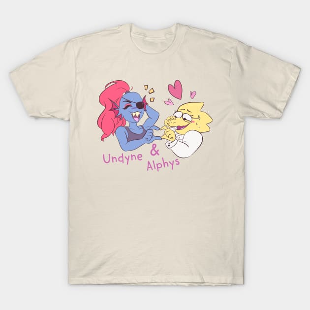 Undyne & Alphys T-Shirt by Midnight_rabbit